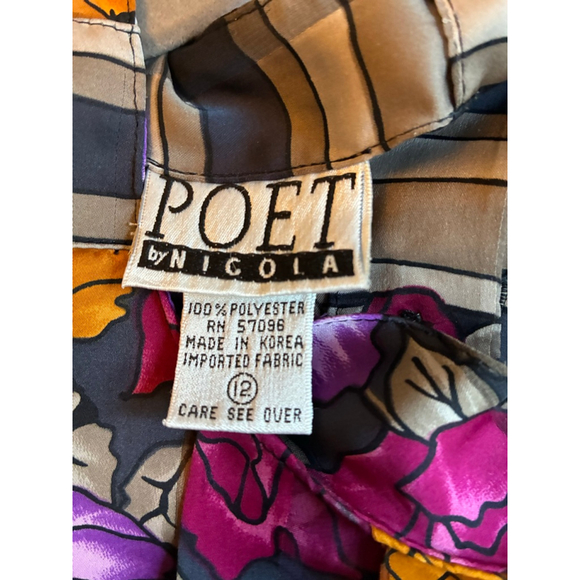 VINTAGE Poet by Nicola Long. Sleeve Blouse Size 12 EUC Rare Find!! - Picture 8 of 11
